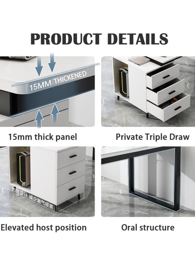  CityRiya-Long مكتب الكمبيوتر ، مكتب الألعاب ، طاولة عمل مكتب مكتب المكتب المنزلي ، مكتب تنفيذي مع خزانة تخزين ، 120*60*75 سم كمبيوتر محمول للكتابة على طاولة الكتابة ، أثاث الأعمال البيضاء الكبير للأعمال - Image 5
